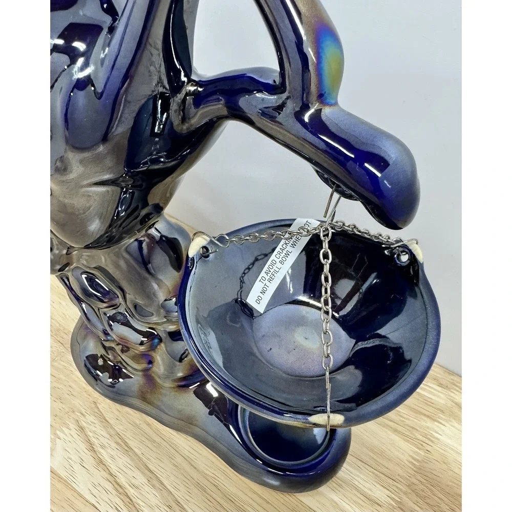 Ceramic Horse Metallic Iridescent Cobalt Blue Made in Poland Candle Oil Warmer